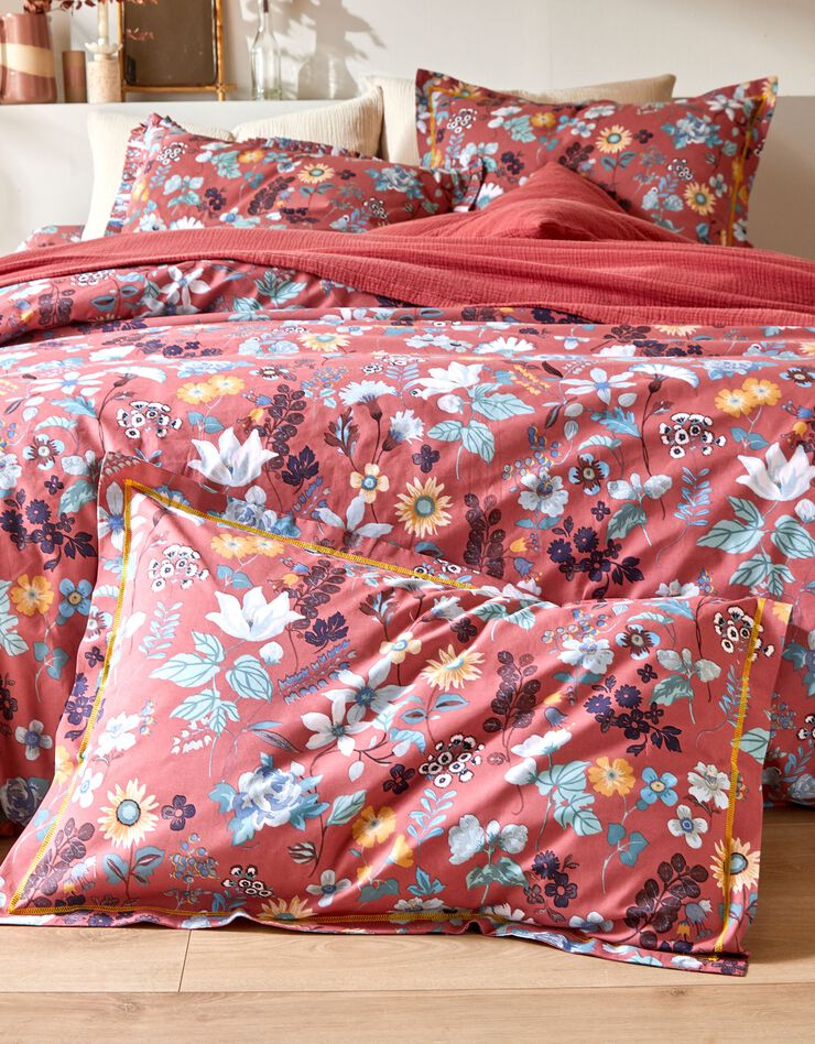 Bedlinnen Kelly in katoen met bloemenprint (rozenhout)