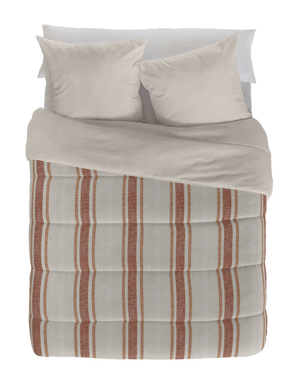 Couette microfibre rayures bayadère 200 g/m² (marron / beige)