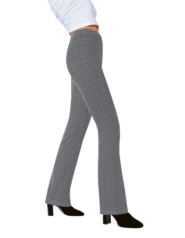 Bedrukte legging met trompetpijpen en elastische taille (zwart / wit)