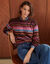 Pull ray&eacute; loose, maille anglaise toucher doux (chocolat / rose)