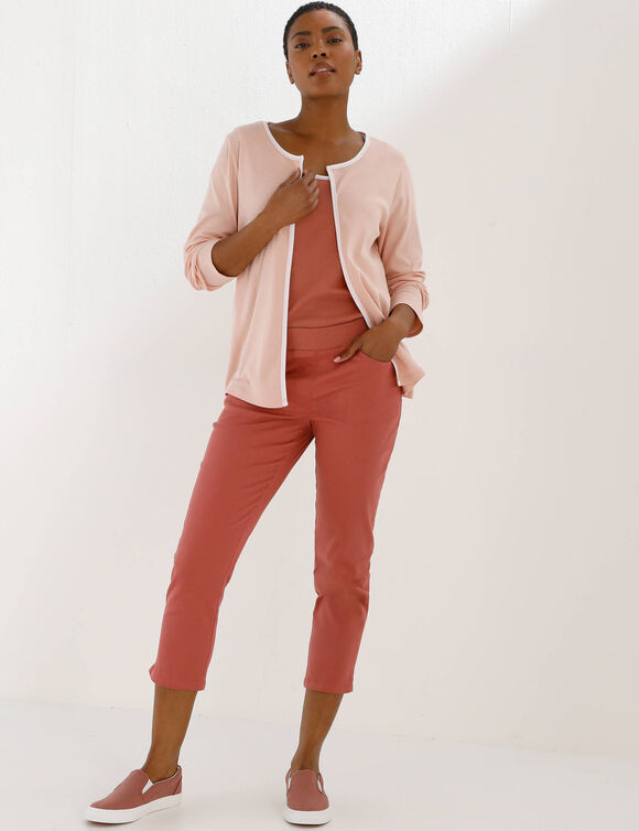 Pantacourt toile taille &eacute;lastiqu&eacute;e (bois de rose)