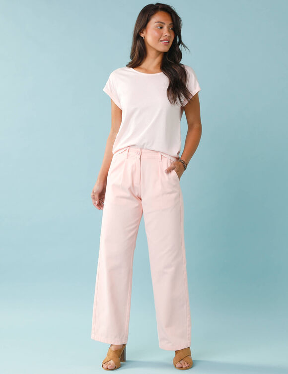 T-shirt manches courtes uni, Sp&eacute;cial Petites (rose poudr&eacute;)