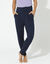 Yogabroek in tricot met comfortabel model (marine)