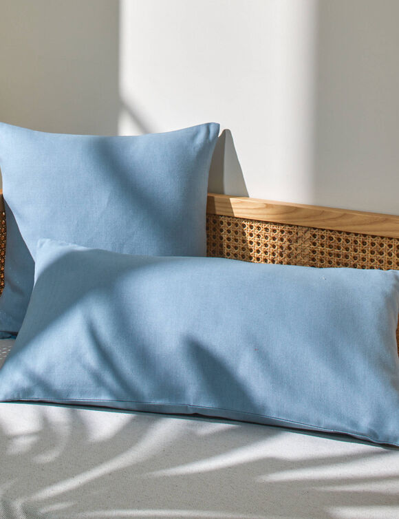 Housse de coussin unie bachette - lot de 2 (bleu grisé)