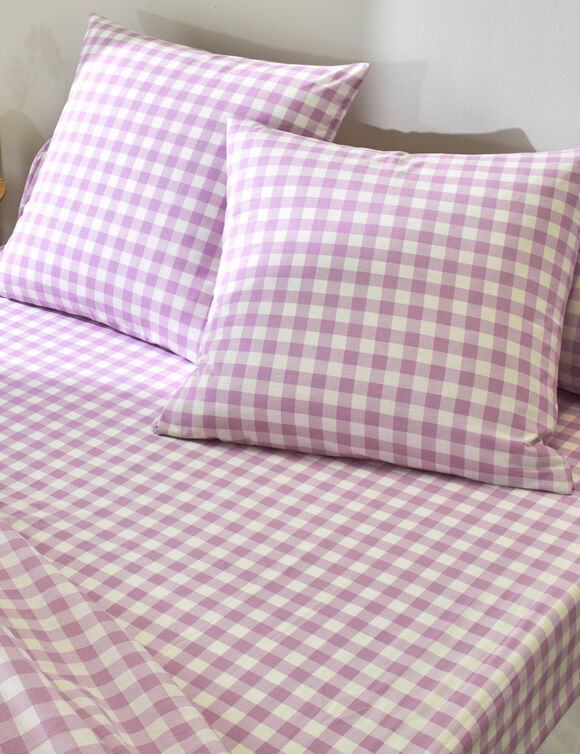 Linge de lit Lou imprimé carreaux - en coton (parme)