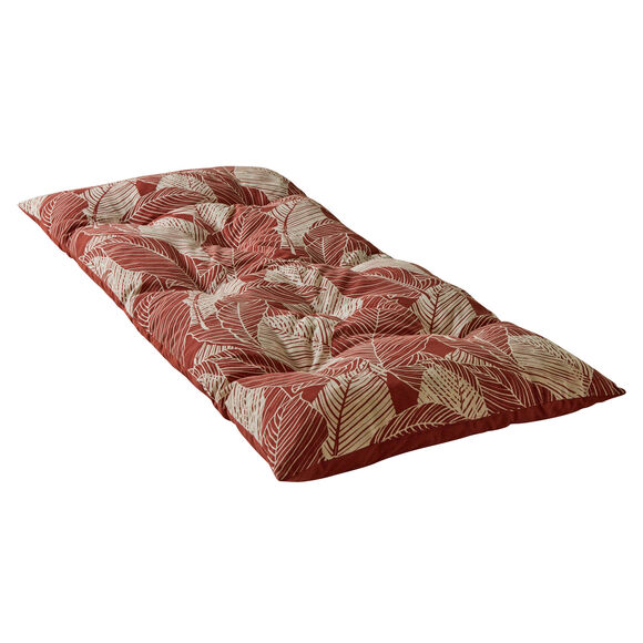 Lang, decoratief kussen met bladerenprint (terracotta)