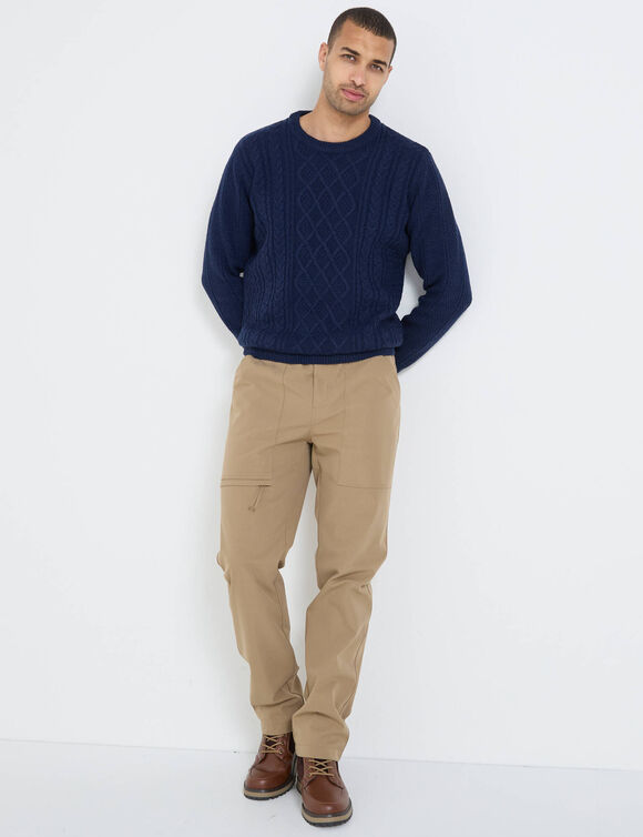 Pantalon multipoches ripstop intérieur micropolaire (beige foncé)