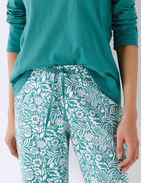 Pyjama pantalon imprim&eacute; bicolore Montego  (vert / &eacute;cru)