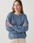 Trui met ronde hals en geschulpte afwerking (denim blauw)
