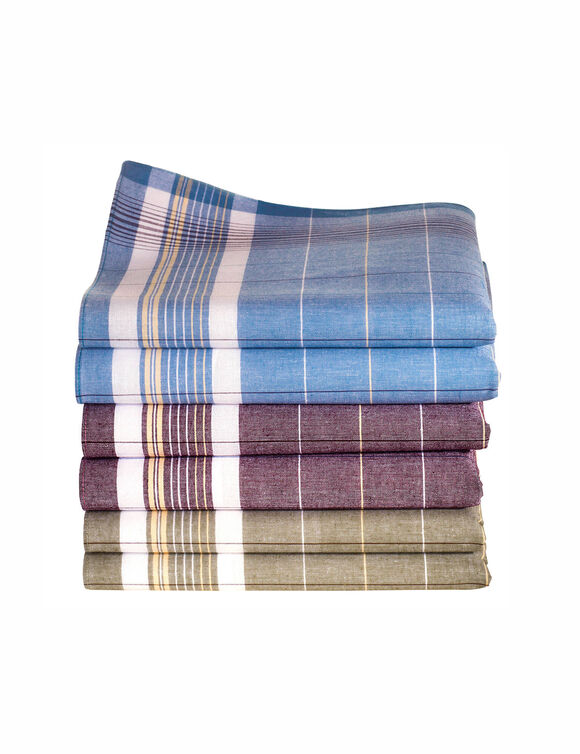 Mouchoir travail pur coton - lot de 6 ou lot de 12 (assortis)