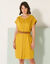 Robe courte boutonnée unie, fluide (curry)