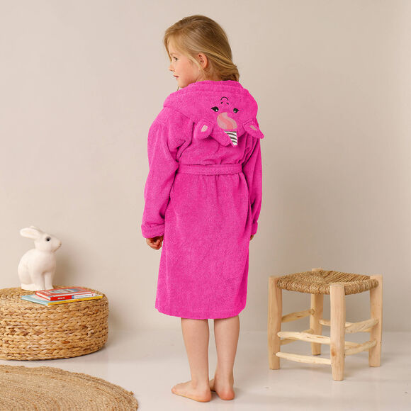 Peignoir de bain enfant personnalisable licorne &agrave; capuche (fuchsia)