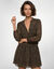 Luchtige jurk met ruches, voile met luipaardprint (zwart / chocolade)