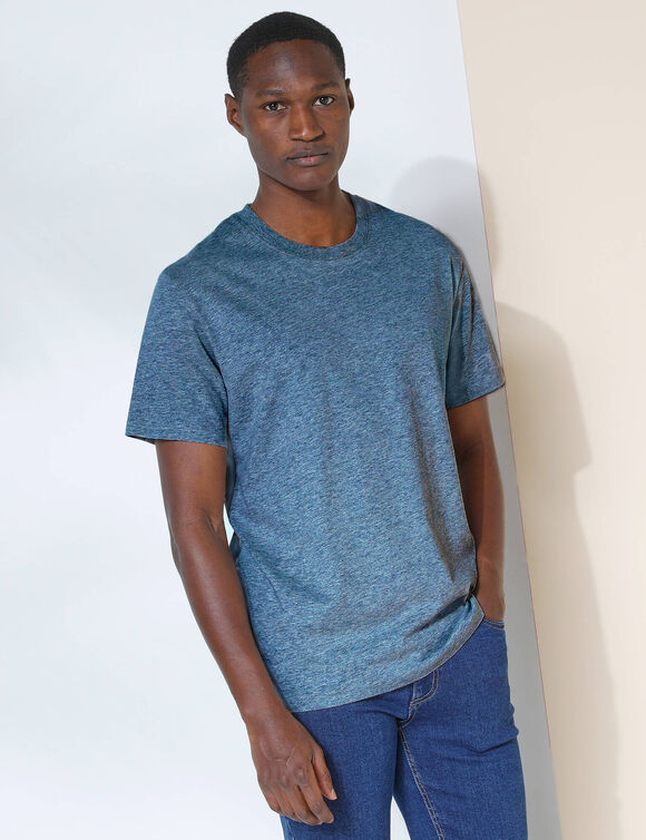 T-shirt met ronde hals en korte mouwen (chin&eacute; azuurblauw)
