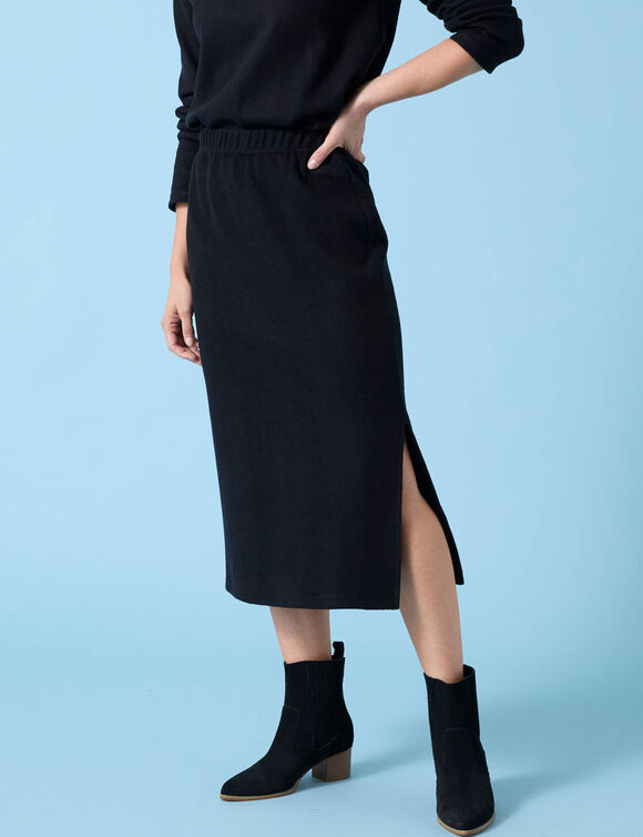Jupe Spécial Petites, maille grattée (noir)