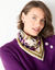 Foulard imprimé hirondelles, voile de coton (bronze / violine)