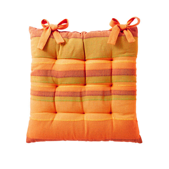 Gestreept stoelkussentje - set van 2 (oranje)