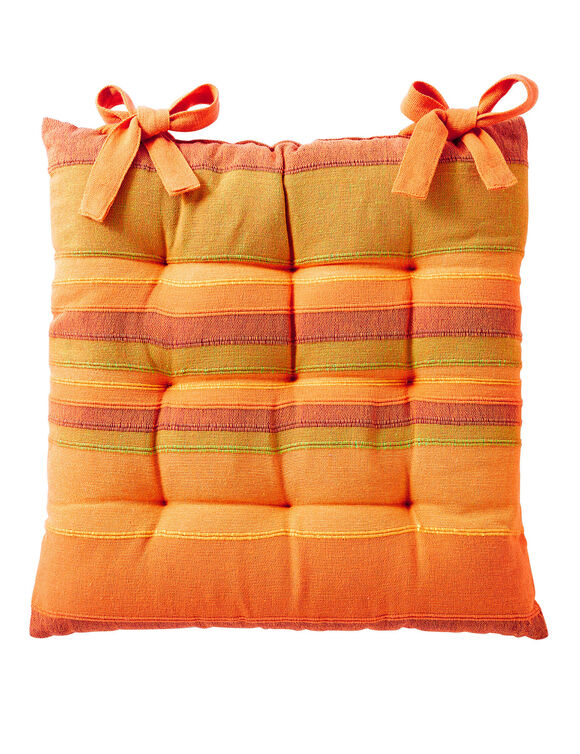 Gestreept stoelkussentje - set van 2 (oranje)