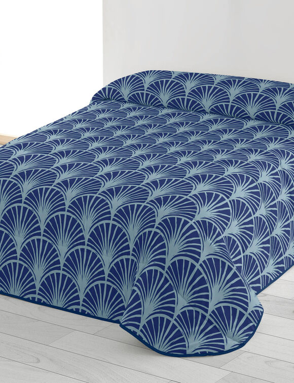 Dekbed in microvezel, palmbomenprint, 200 g/m² (blauw)