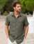 Chemise coton lin manches courtes boutonn&eacute;e (kaki)