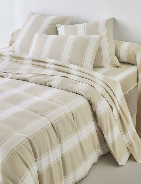 Linge de lit Transat en coton imprim&eacute;  (beige)