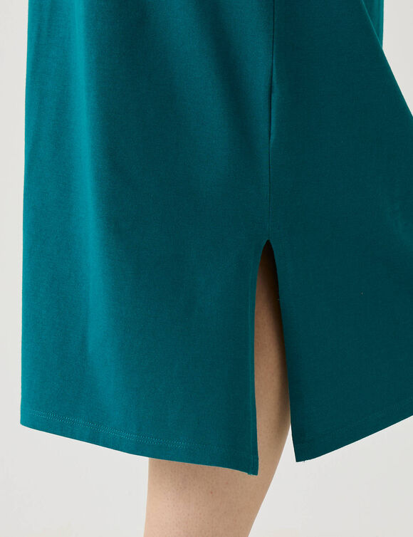 Chemise de nuit longue manches courtes motifs "hiboux" (vert sapin)