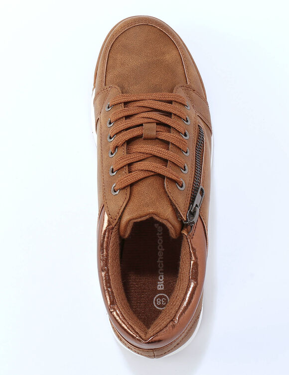 Tennis basses &agrave; lacets (marron)