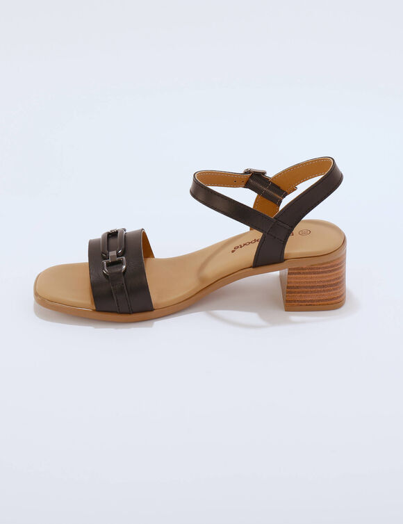 Sandales cuir &agrave; talon (zwart)