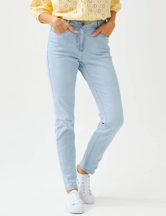 Slimjeans met 7/8-lengte, hoge taille, grote lengte (bleached)
