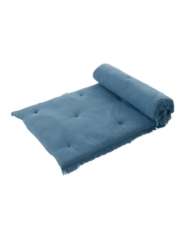 Long coussin de canapé double gaze de coton (bleu)