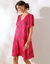 Robe courte imprimée, voile jacquard brillant (rose)