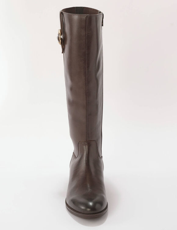 Bottes en cuir, sp&eacute;cial larges mollets (chocolat)