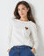 Marineshirt met lange mouwen, geborduurd hartje in effen of luipaard (ecru / chocolade) Marineshirt met lange mouwen, geborduurd hartje in effen of luipaard (ecru / chocolade)