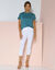 3/4-legging met hoge taille, platte buik (wit)
