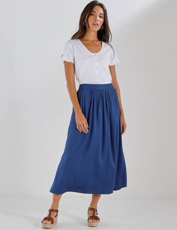 Jupe longue unie  (indigo)