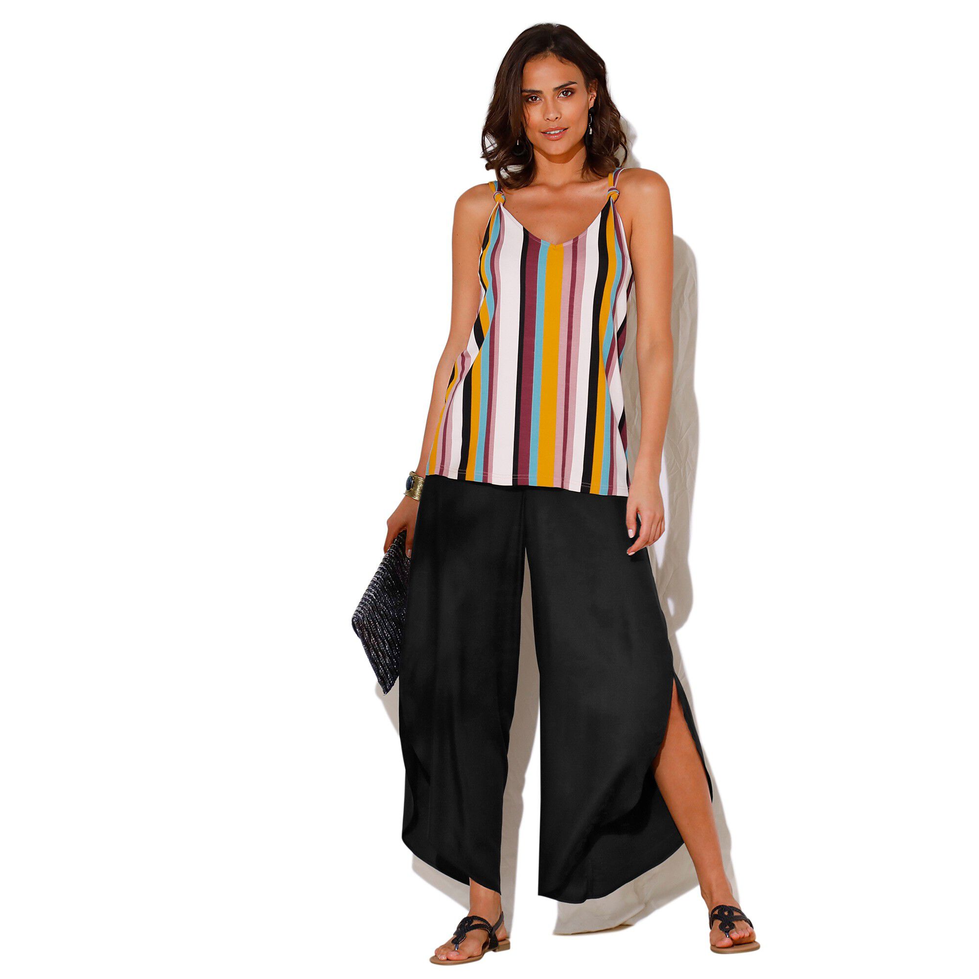 Pantalon large fendu femme clearance