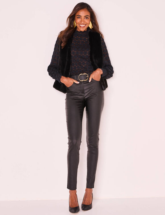 Veste sans manches en fausse fourrure  (noir)