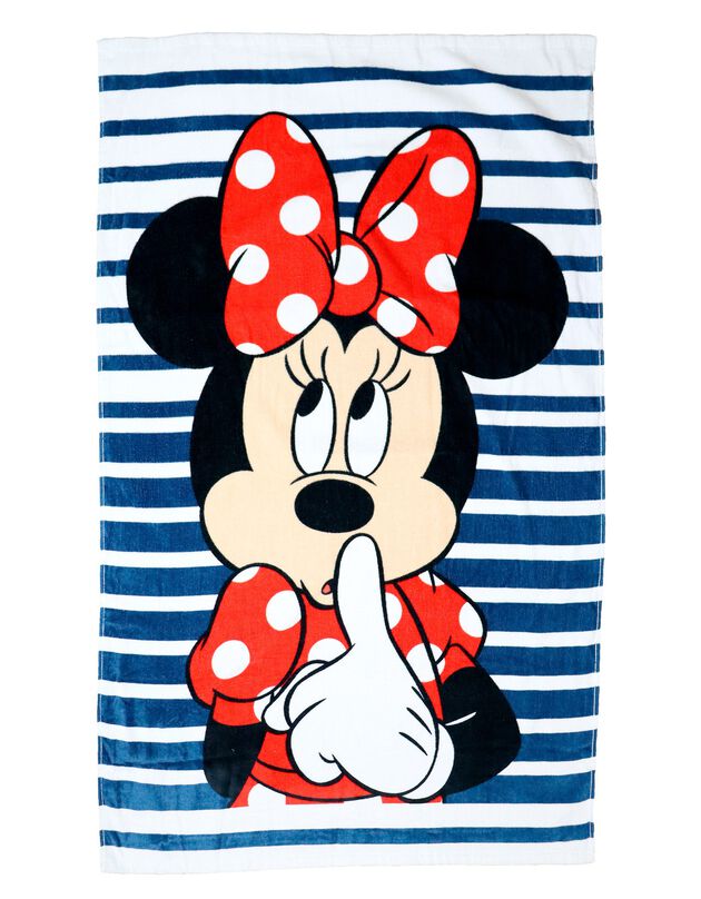 Badlaken Disney® Minnie - veloursbadstof 320 g/m2 (rood / blauw)