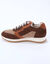 Leren sneakers met contrasterende decoratieve inzetstukken (chocolade)