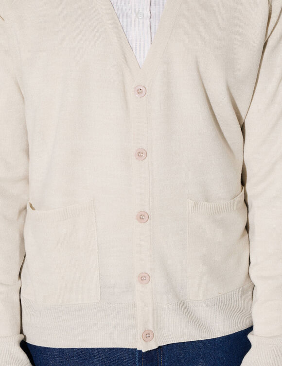 Gilet boutonné manches longues (gris clair chiné)
