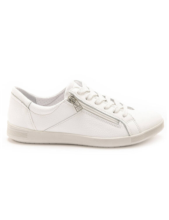 Baskets cuir lacées et zippées - blanc (blanc)