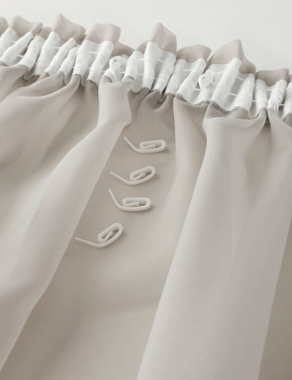 Panneau voile uni finition galon fronceur (gris perle)