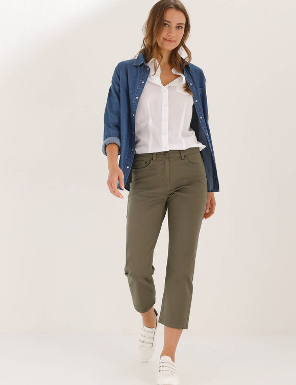 Pantacourt droit uni  (kaki)