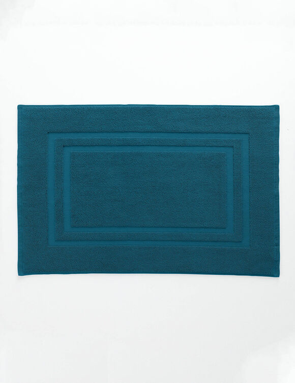 Tapis de bain éponge double liteau (bleu paon)