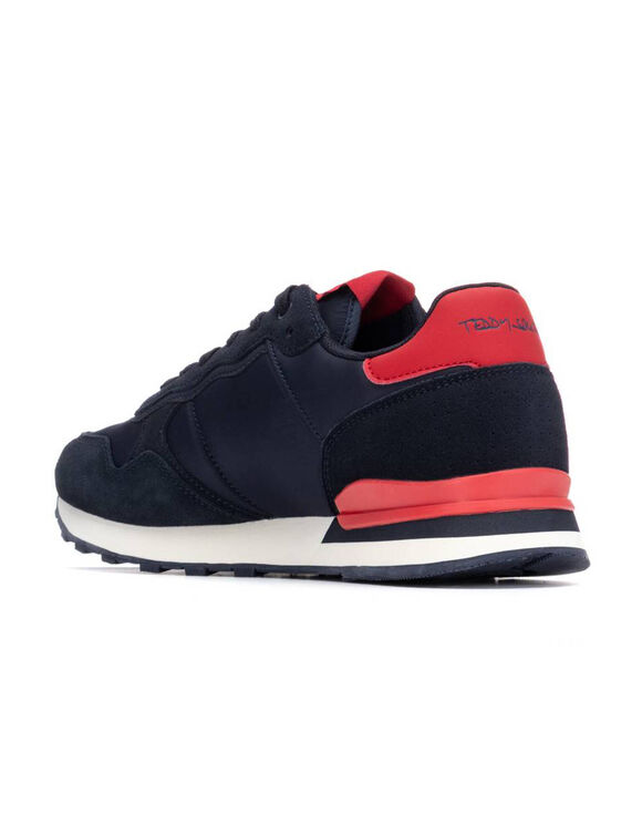 Vintage sneakers met kleurdetail (marine / rood)