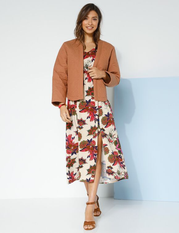 Veste matelassée col kimono (caramel)