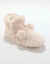 Pantoffels in laarsmodel met pompons en nepbontaspect (roze)