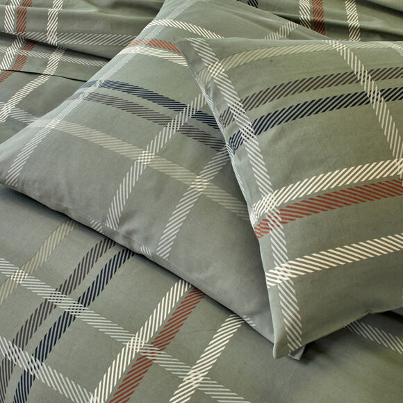 Linge de lit Karl imprimé écossais, en flanelle (groen)