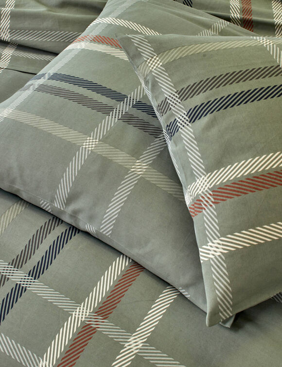 Linge de lit Karl imprimé écossais, en flanelle  (groen)