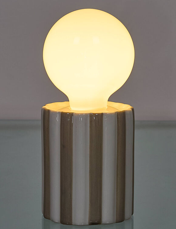 Lampe LED à poser, céramique (taupe / blanc)